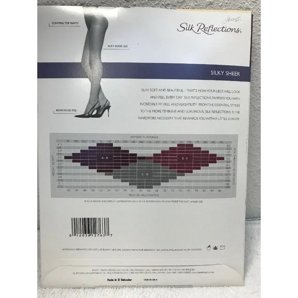 Hanes Silk Reflections Control Top Reinforced Toe AB barely there